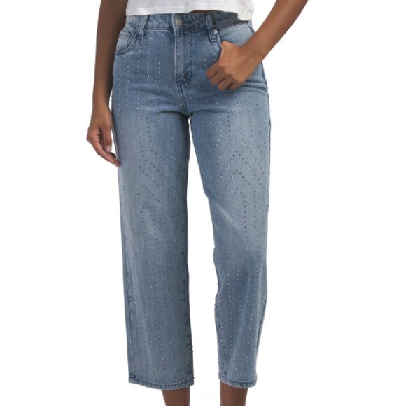 NEW BLANK NYC Rhinestone Embellished Straight Leg Jeans Magic for women 269mn - Picture 1 of 7